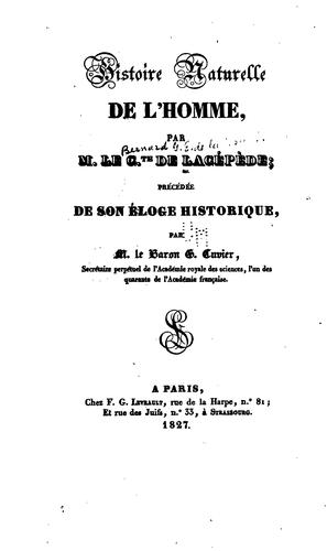 Cover for Histoire naturelle de l'homme