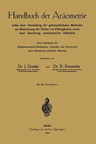 Cover for Handbuch der Aräometrie nebst einer Darstellung der gebräuchlichsten Methoden zur Bestimmung der Dichte von Flüssigkeiten sowie einer Sammlung ... Chemiker und Industrielle