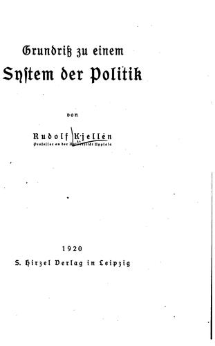 Cover for Grundriss zu einem System der Politik