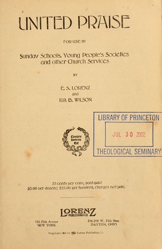 Cover for United praise