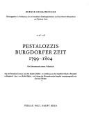 Cover for Pestalozzis Burgdorfer Zeit 1799-1804