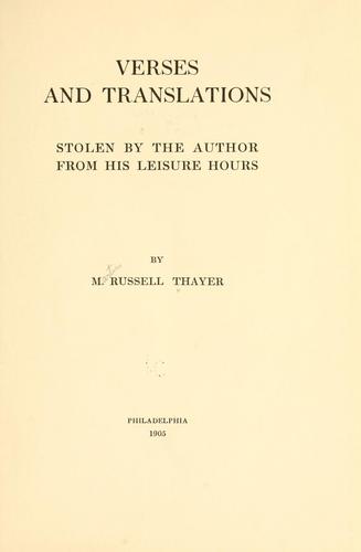 Cover for Verses and translations