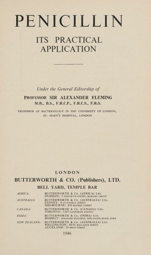 Cover for Penicillin, its practical application