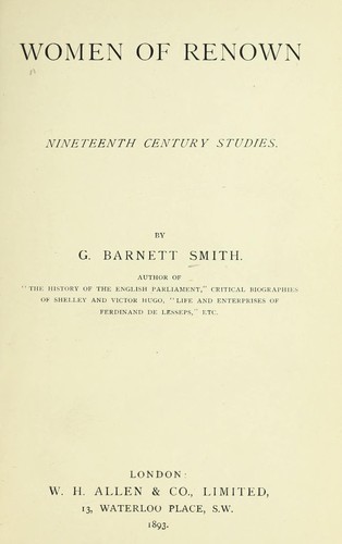 Cover for Women of renown