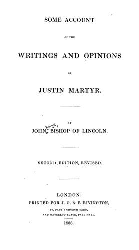 Cover for Some account of the writings and opinions of Justin Martyr