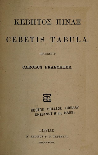 Cover for Cebetis Tabula
