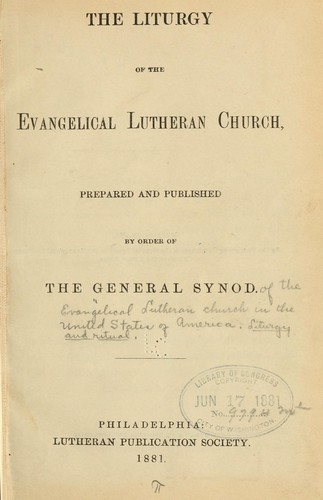 Cover for The liturgy of the Evangelical Lutheran church
