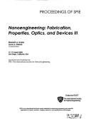 Cover for Nanoengineering: Fabrication, Properties, Optics, and Devices III