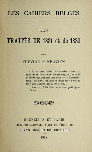 Cover for Les traités de 1831 et de 1839
