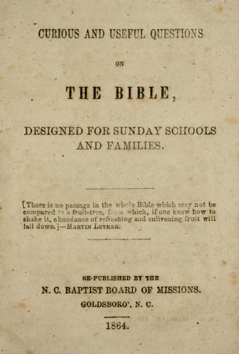 Cover for Curious and useful questions on the Bible