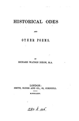 Cover for Historical odes, and other poems