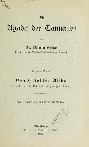Cover for Die Agada der Tannaiten