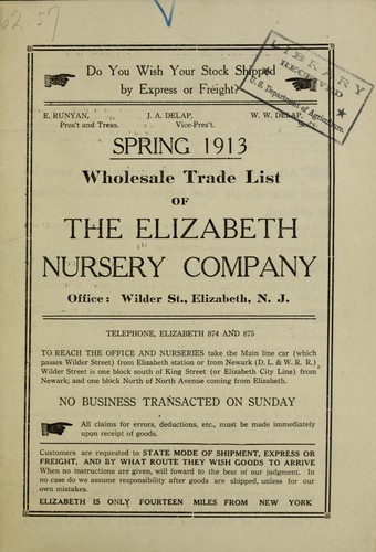 Cover for Spring 1913 wholesale trade list