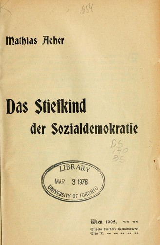 Cover for Das Stiefkind der Sozialdemokratie