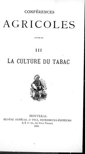 Cover for La culture du tabac
