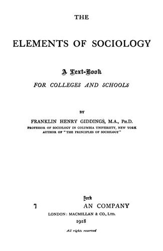 Cover for The elements of sociology