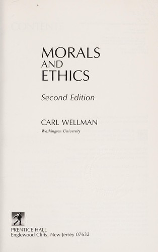 Cover for Morals and ethics