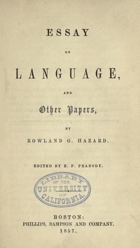 Cover for Essay on language