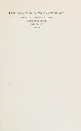 Cover for Expert systems in the micro-electronic age
