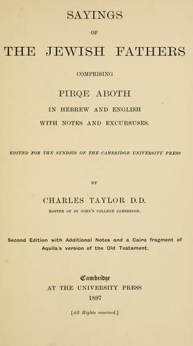 Cover for Sayings of the Jewish fathers