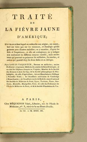 Cover for Traité de la fiévre [sic] jaune d'Amérique