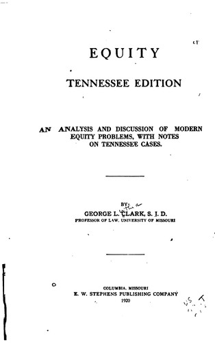 Cover for Equity: An Analysis and Discussion of Modern Equity Problems, with Notes on ...