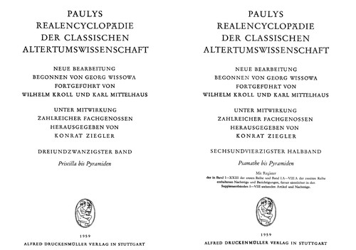 Cover for Paulys Realencyclopa die der classischen Altertumswissenschaft
