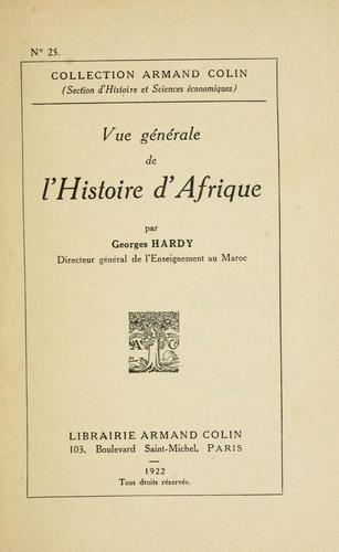 Cover for Vue générale de l'histoire d'Afrique