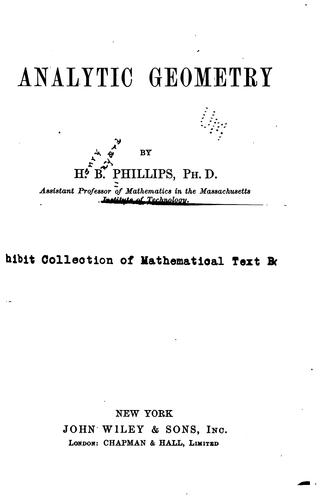 Cover for Analytic geometry
