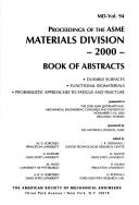 Cover for Proceedings of the ASME Materials Division, 2000