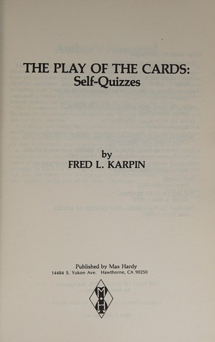 Cover for The play of the cards