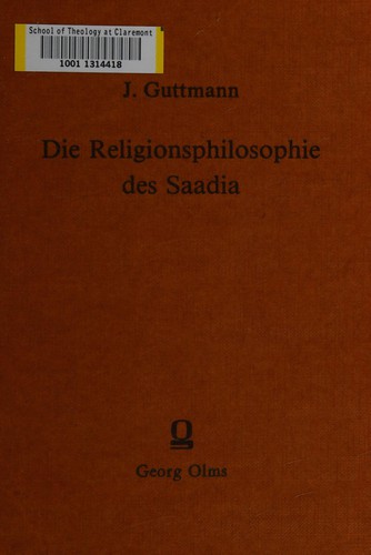 Cover for Die Religionsphilosophie des Saadia