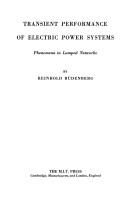 Cover for Transient performance of electric power systems
