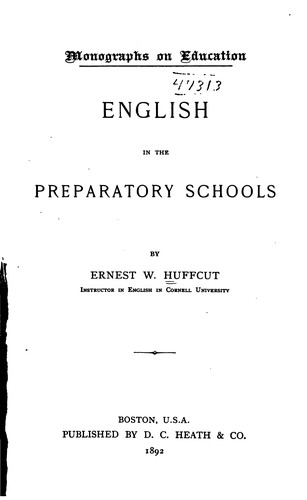Cover for English in the Preparatory Schools