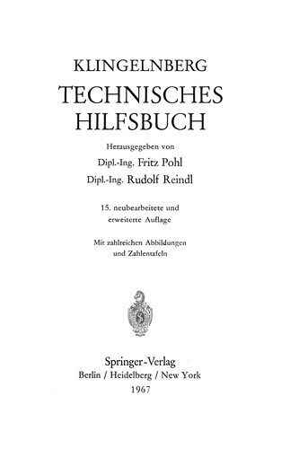 Cover for Klingelnberg · Technisches Hilfsbuch