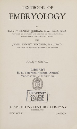 Cover for Textbook of embryology
