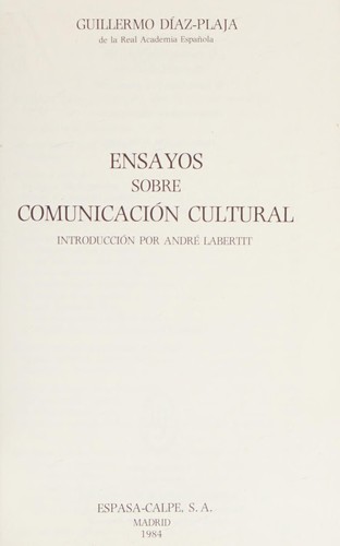 Cover for Ensayos sobre comunicación cultural