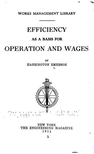 Cover for Efficiency as a Basis for Operatin and Wages
