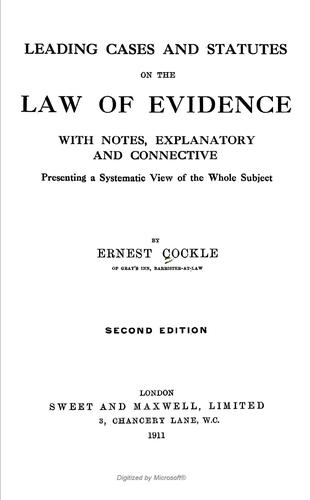 Cover for Leading cases and statutes on the law of evidence