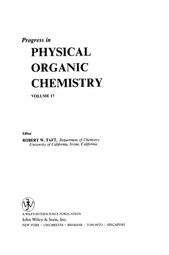 Cover for Progress in physical organic chemistry.
