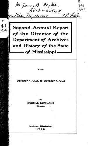 Cover for Annual report of the Mississippi Department of Archives and History