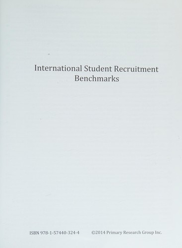 Cover for International student recruitment benchmarks