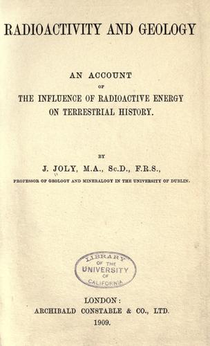 Cover for Radioactivity and geology