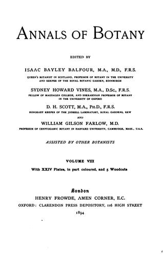 Cover for Annals of Botany ...