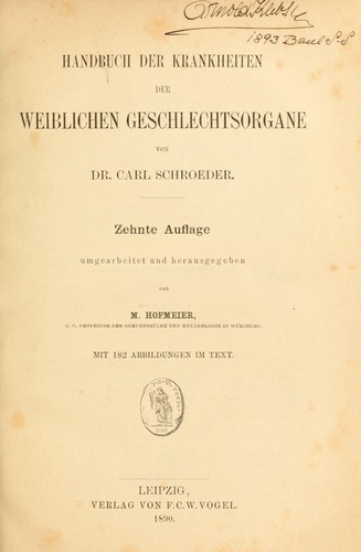 Cover for Handbuch der Krankheiten der weiblichen Geschlechtsorgane
