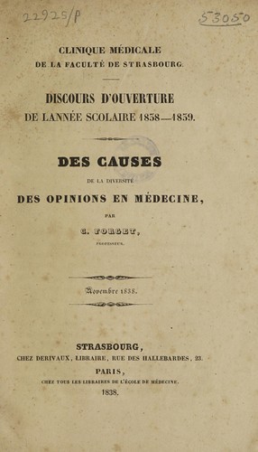 Cover for Clinique m©♭dicale de la Facult©♭ de Strasbourg