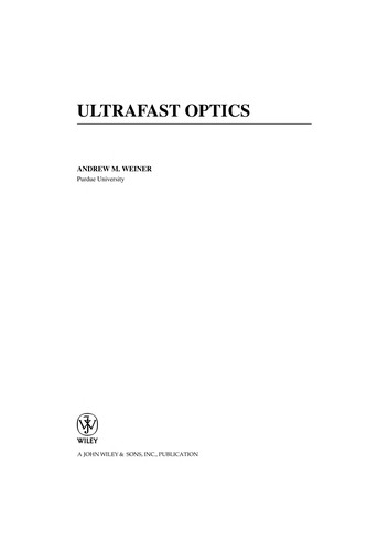 Cover for Ultrafast Optics