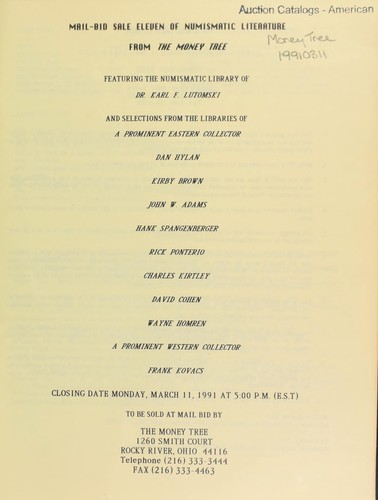 Cover for The Dr. Karl F. Lutomski numismatic library, and other featured consignors