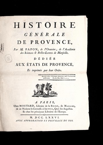 Cover for Histoire ge ne rale de Provence