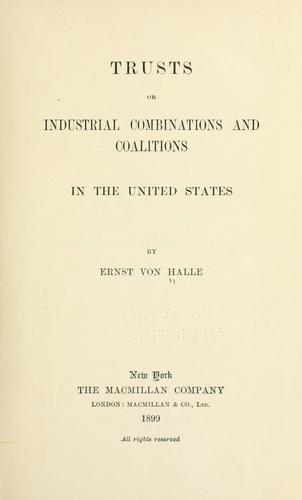 Cover for Trusts or industrial combinations and coalitions in the United States
